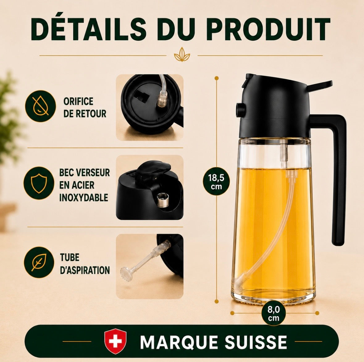 Distributeur huile de cuisine
