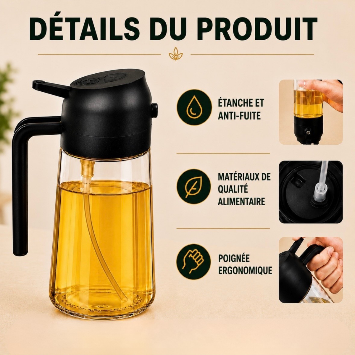 Distributeur huile de cuisine